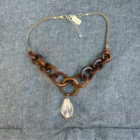 Brighton Jewelry - NWT Brighton CONNECTING LINKS Link Brown Wood Glass 22”Necklace MSRP $98